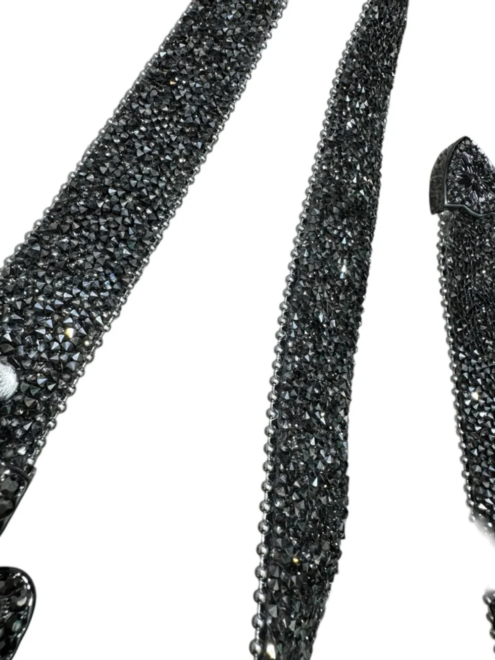 Studded Womens Genuine Leather Belt Women Small Rhinestone Silver Black Western